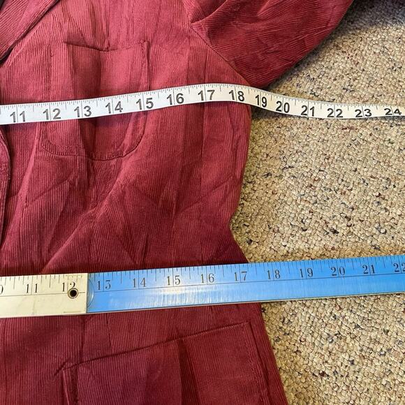 Talbots Woman 10 Fine Wale Corduroy Blazer Jacket Burgundy Red Academia Preppy - Picture 2 of 10